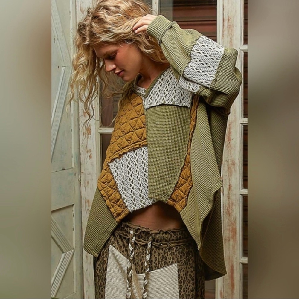 POL | Patchwork Sweater size small NWT - image 5